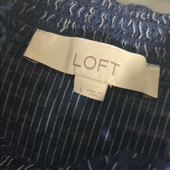 LOFT Navy Button Down Shirt - Picture 3 of 3